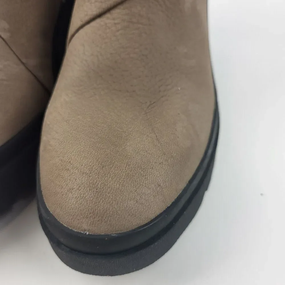 Eileen Fisher Tan Taupe Leather Lug Platform Ankle Booties Boots Size 11